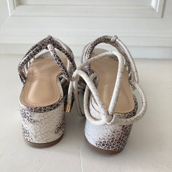 NWOT Cecelia Anthropologie Tyler Creme Snake Skin Platform Sandals Sz 7